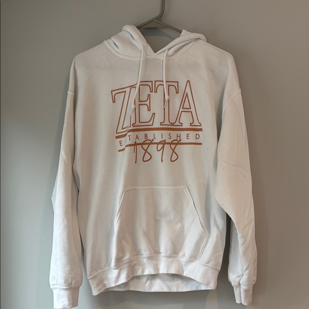 ZTA Zeta Tau Alpha Sorority 1898 Founders  White Hoodie Sweatshirt Pledge/PMNs
